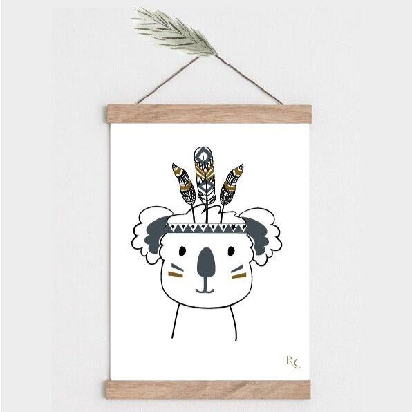 Affiche chambre bébé Boho Nicolas la Koala A4