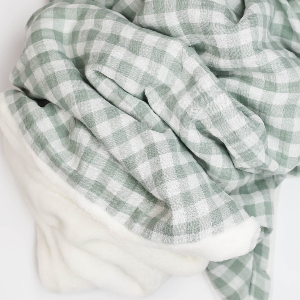 Couverture hiver vichy vert de gris