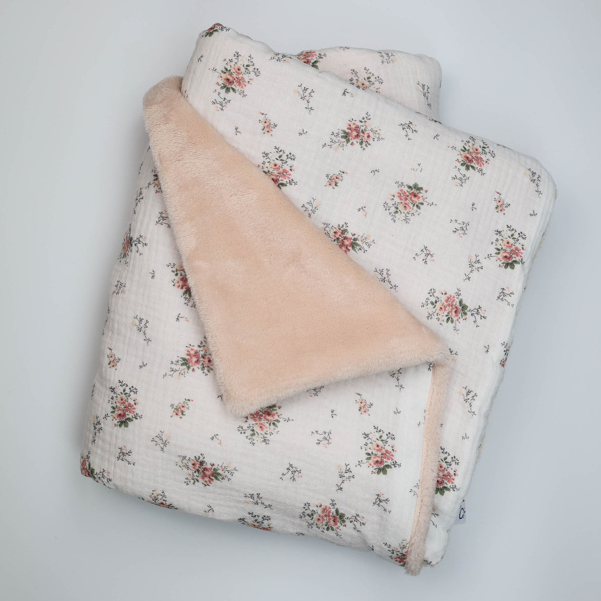 Couverture hiver bouquet romantique - rose