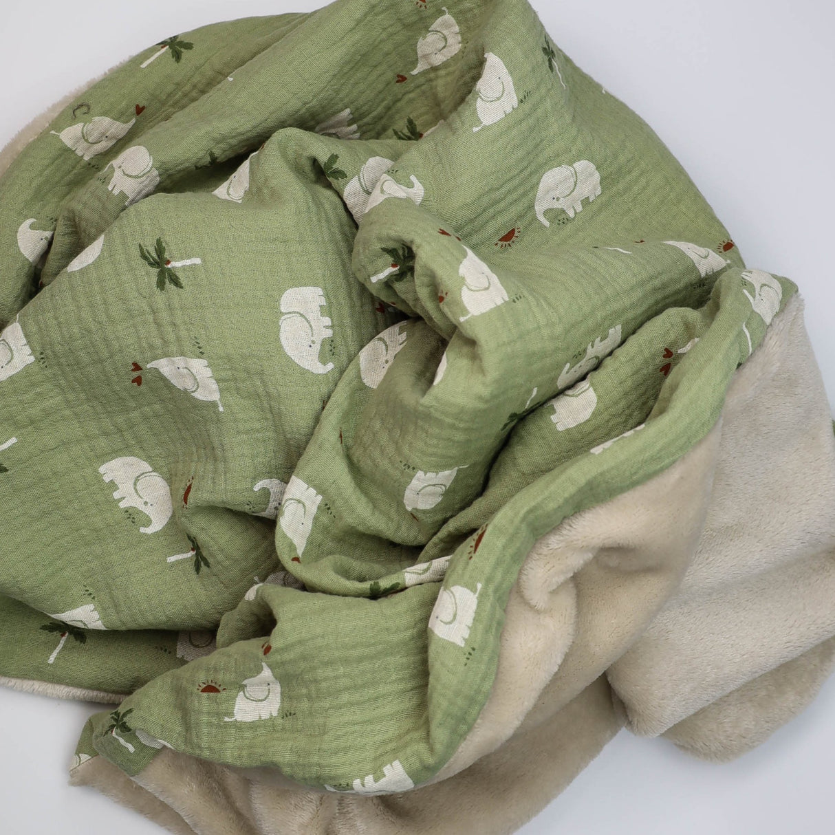 Couverture hiver éléphant vert