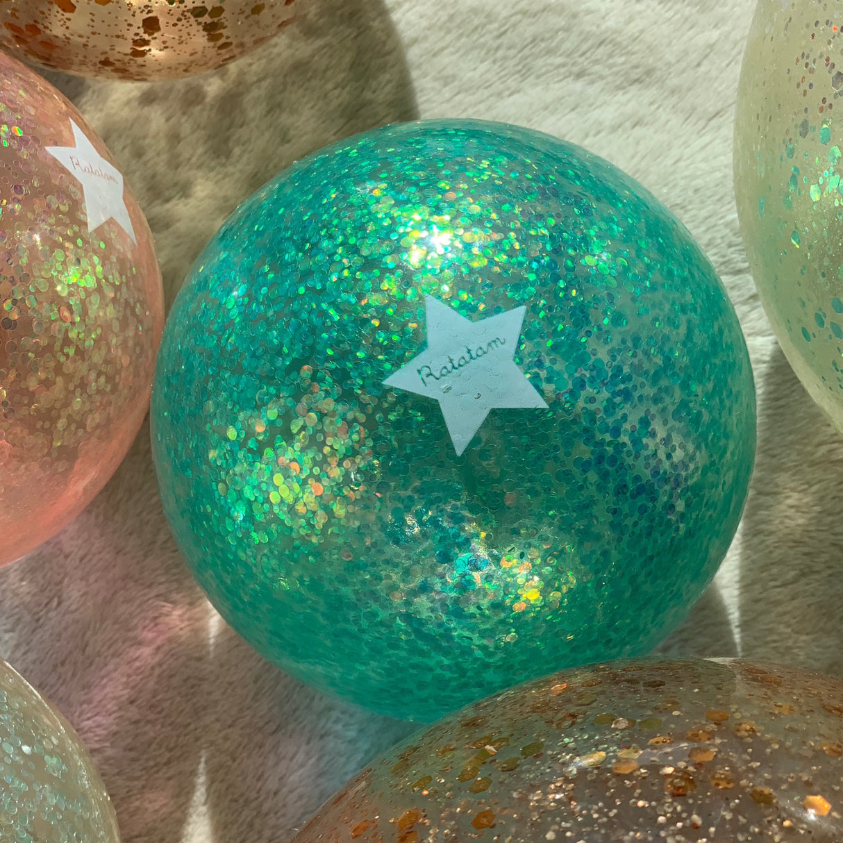 Balle de manipulation bulle bleu pailleté 10 cm - Ratatam