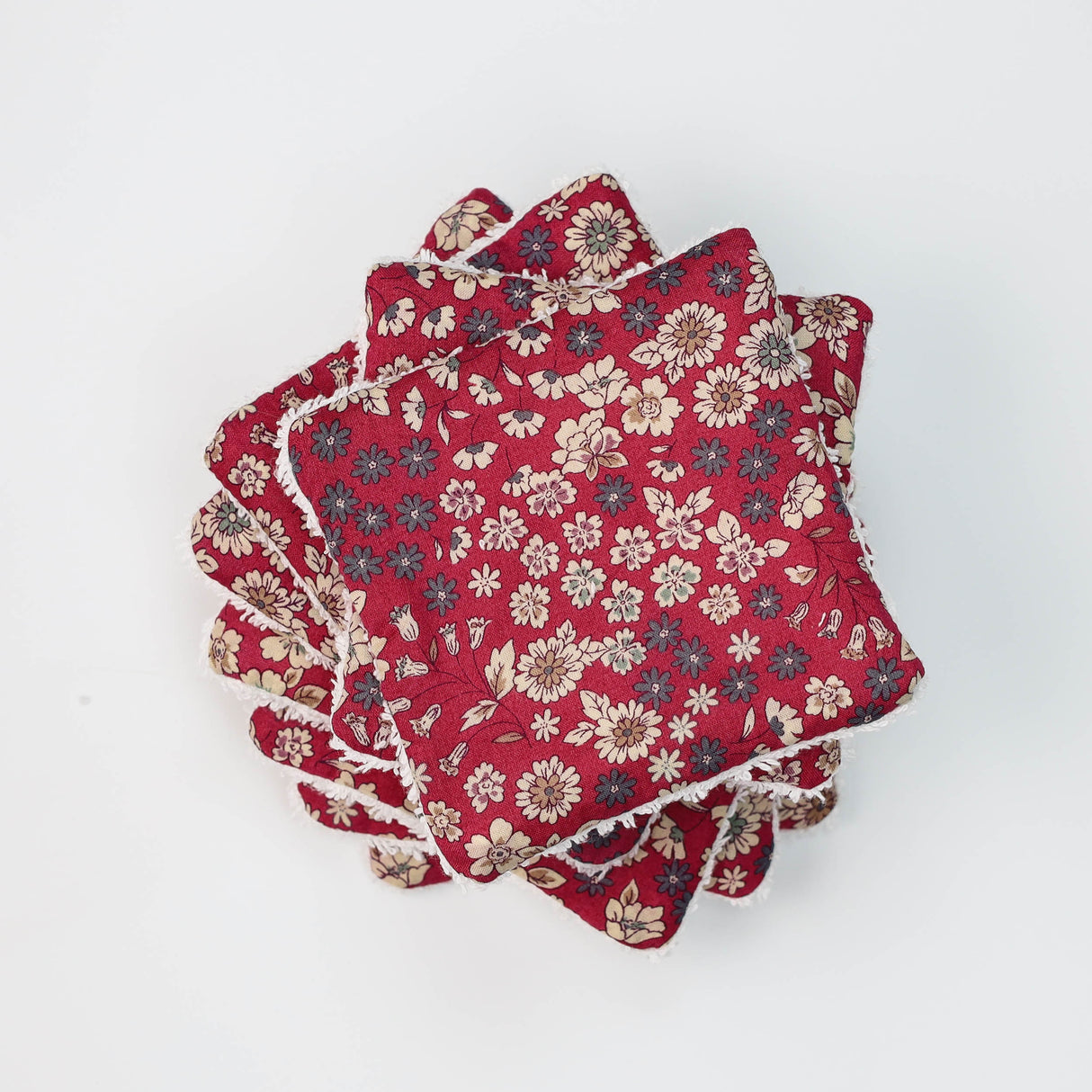 Lingettes lavables framboise à fleurs