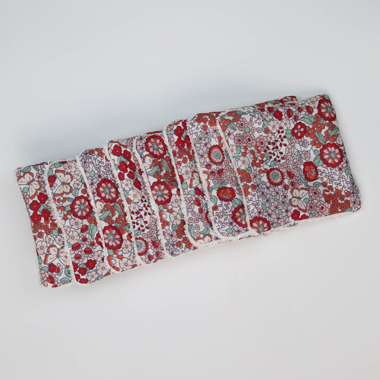 Lingettes lavables fleurs rouge