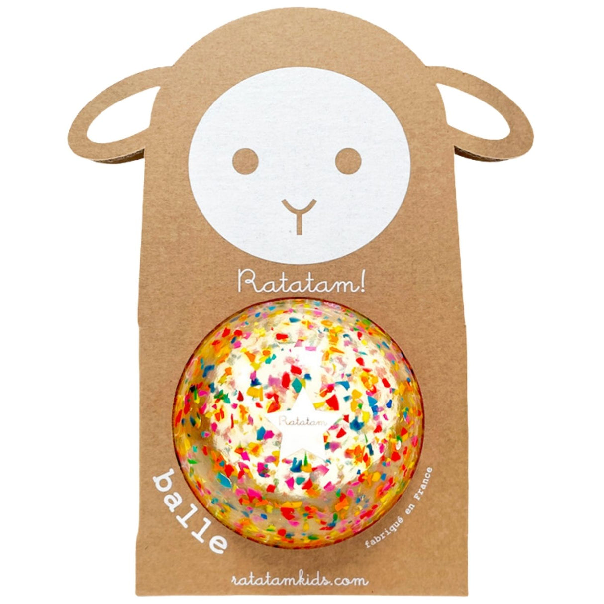 Balle de manipulation confetti multico 10 cm - Ratatam