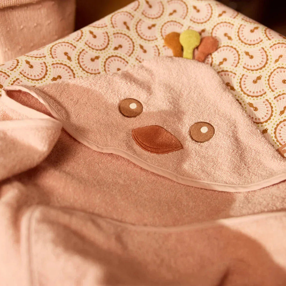Cape de bain bébé poussin rose - Peacok Pavie
