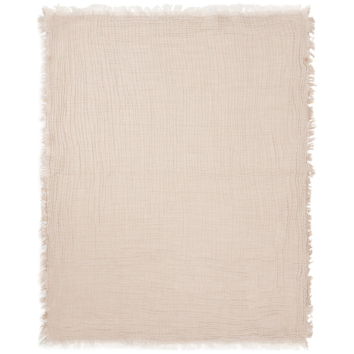 Couverture gaze de coton Fringe Stripe Biscuit Ivory