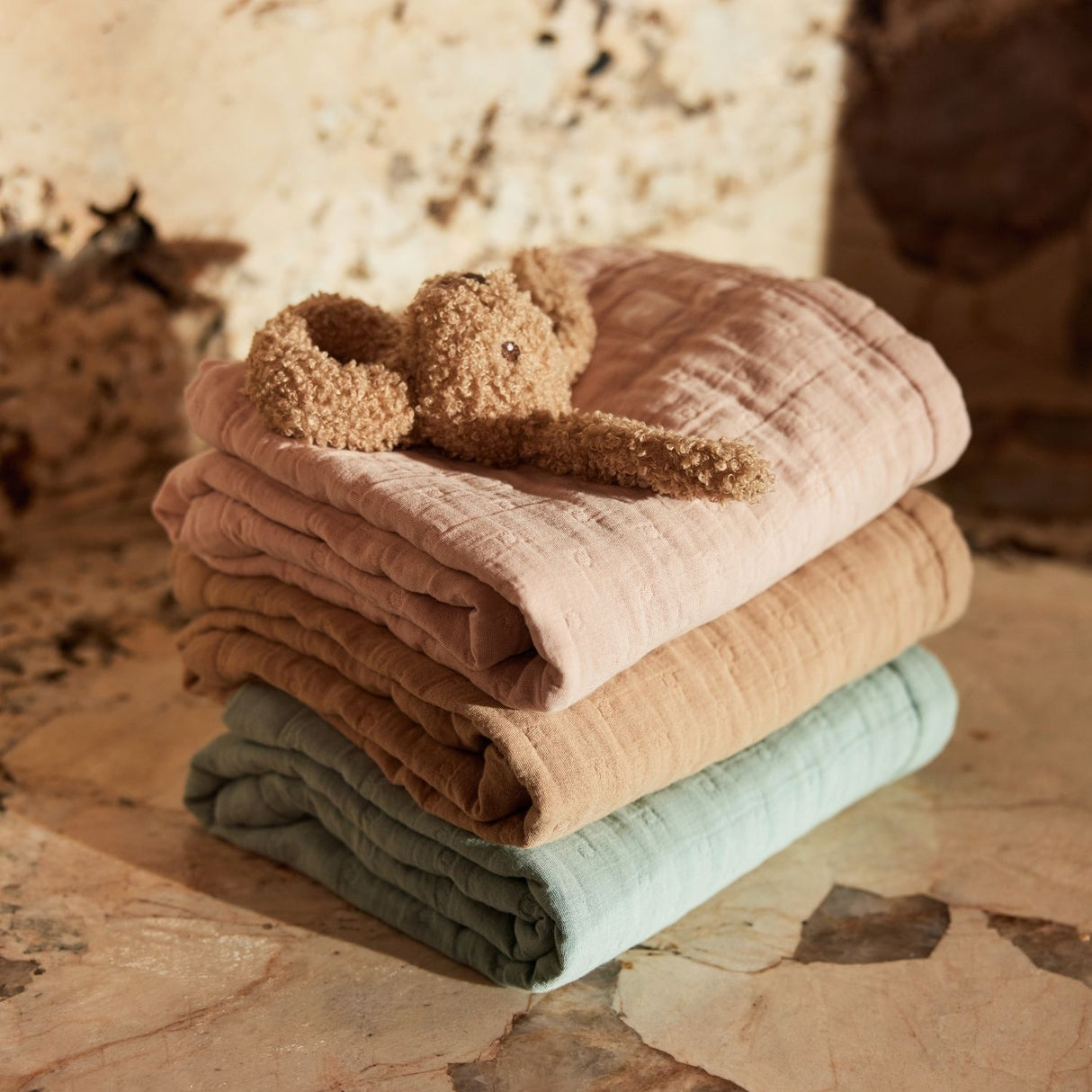 Couverture été gaze de coton Jacquart Wild Rose