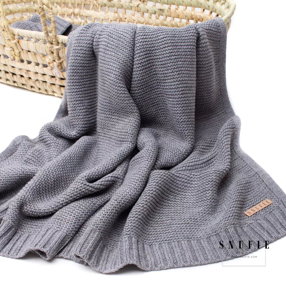 Couverture bébé maille coton gris