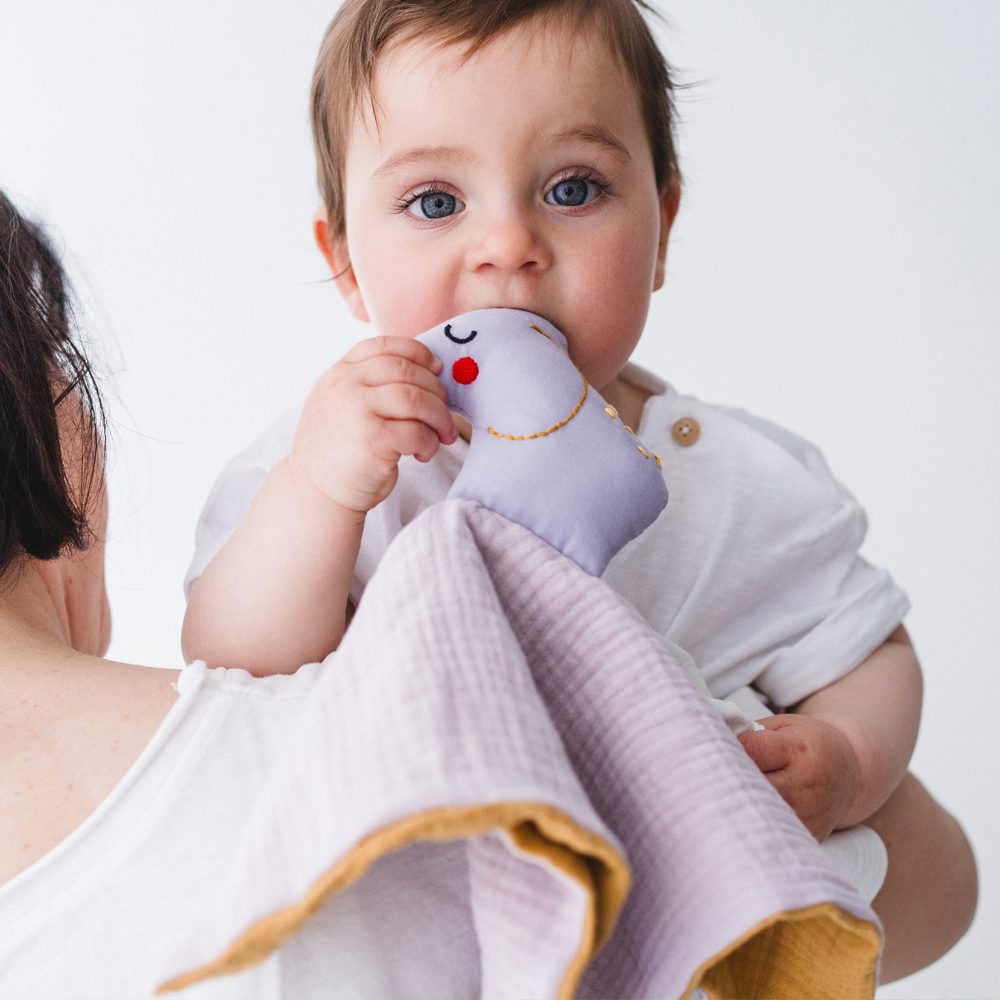 Doudou plat coton bio éléphant