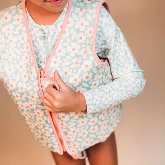 Gilet de natation fleurs bleu 2 - 3 ans