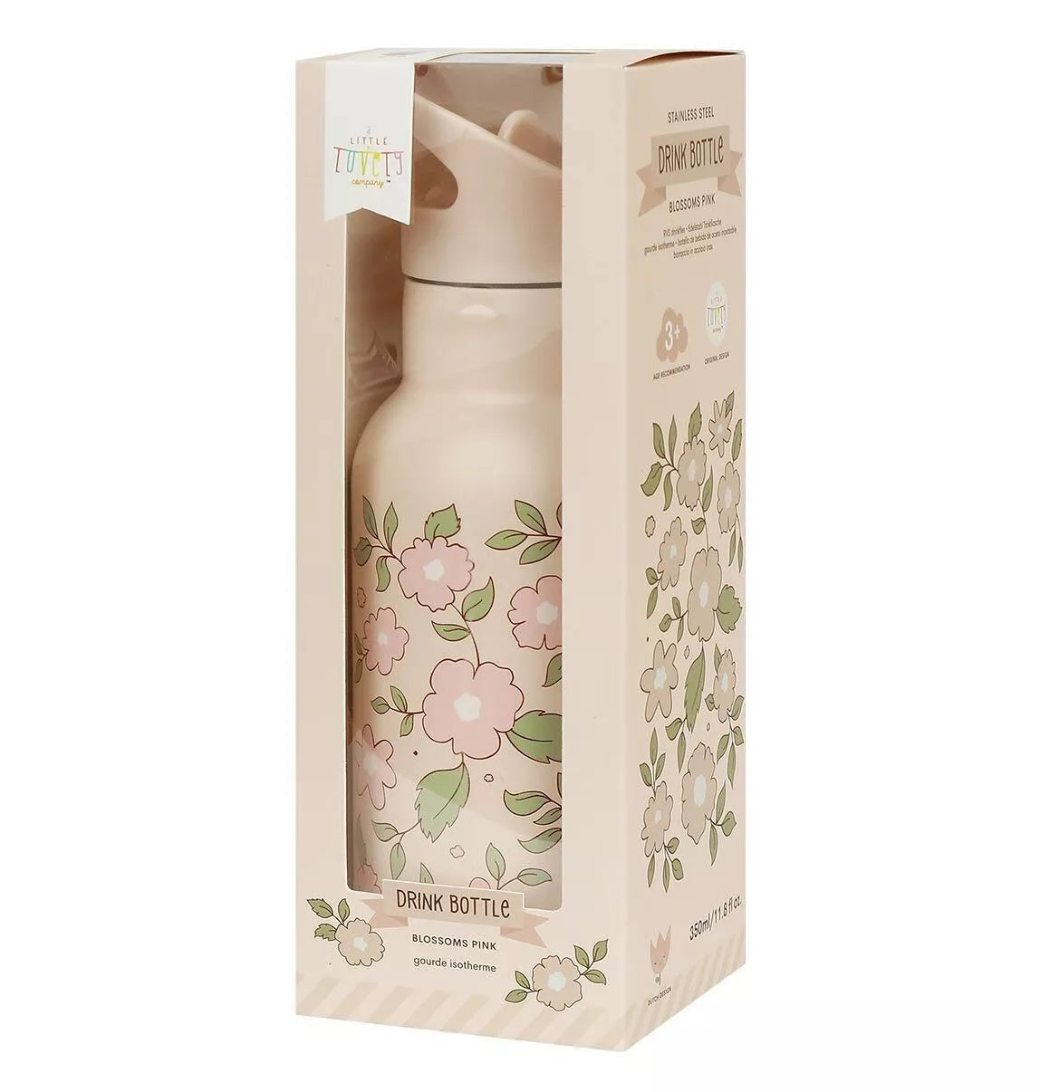 Gourde isotherme fleurs roses