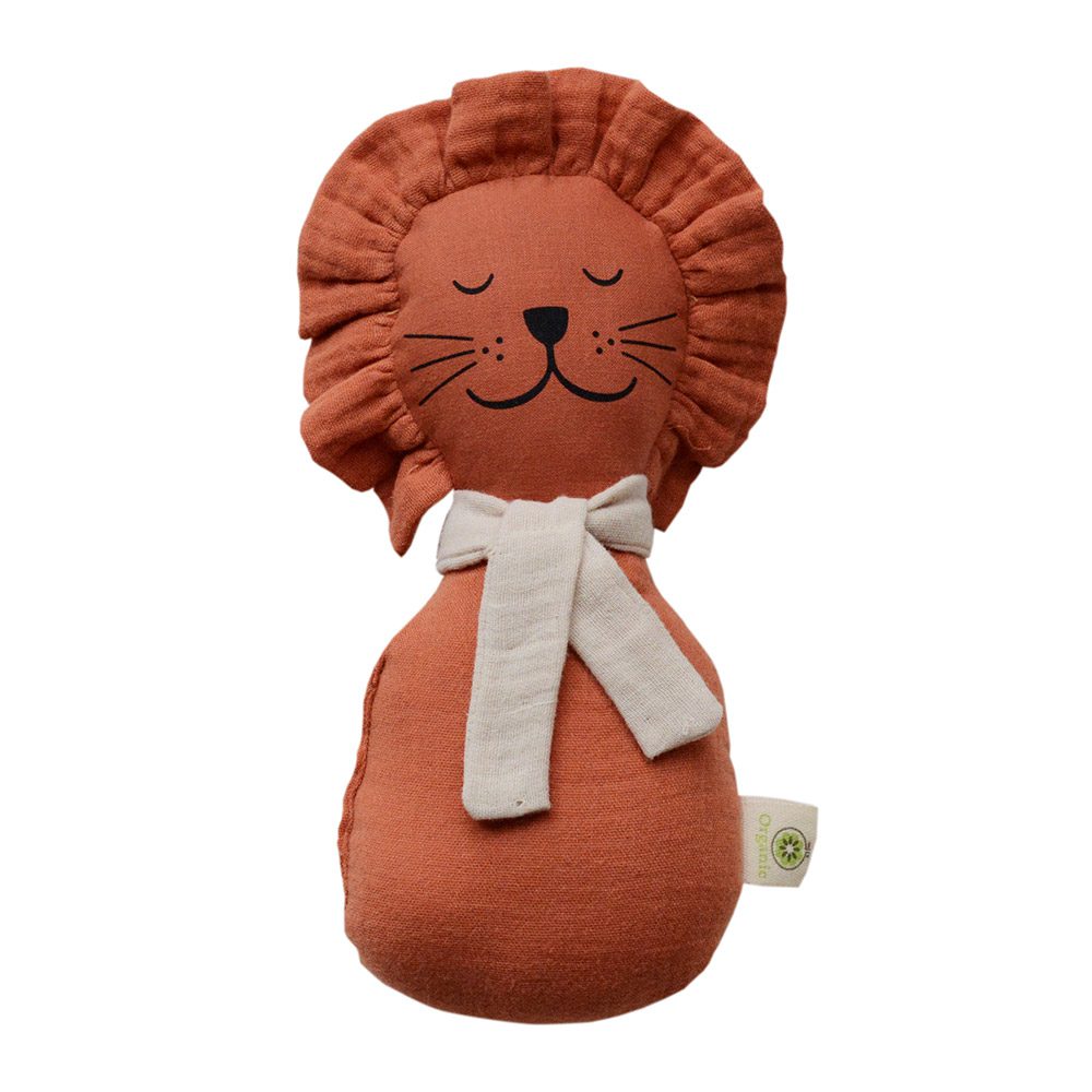 Hochet grelot lion en coton bio