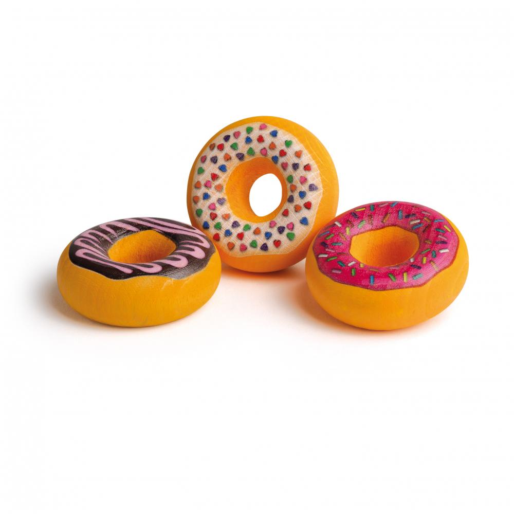 Lot de 3 donuts en bois pour dinette