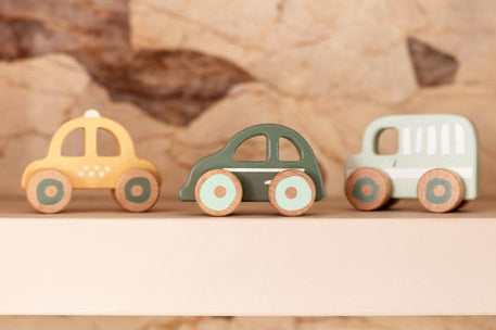 Lot de 3 voitures en bois à poignet