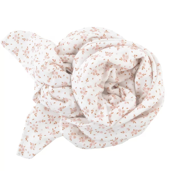 Maxi lange gaze de coton bio fleurs Thais 120x120cm