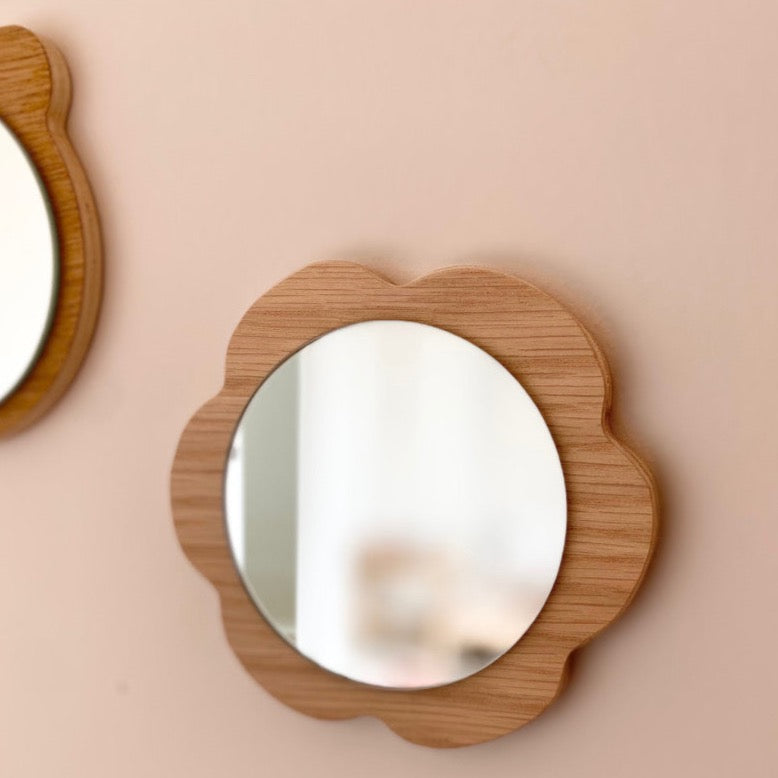 Mini miroir fleur en bois