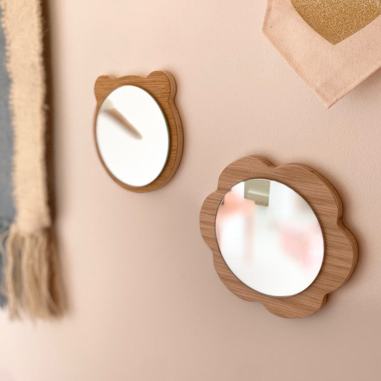 Mini miroir fleur en bois