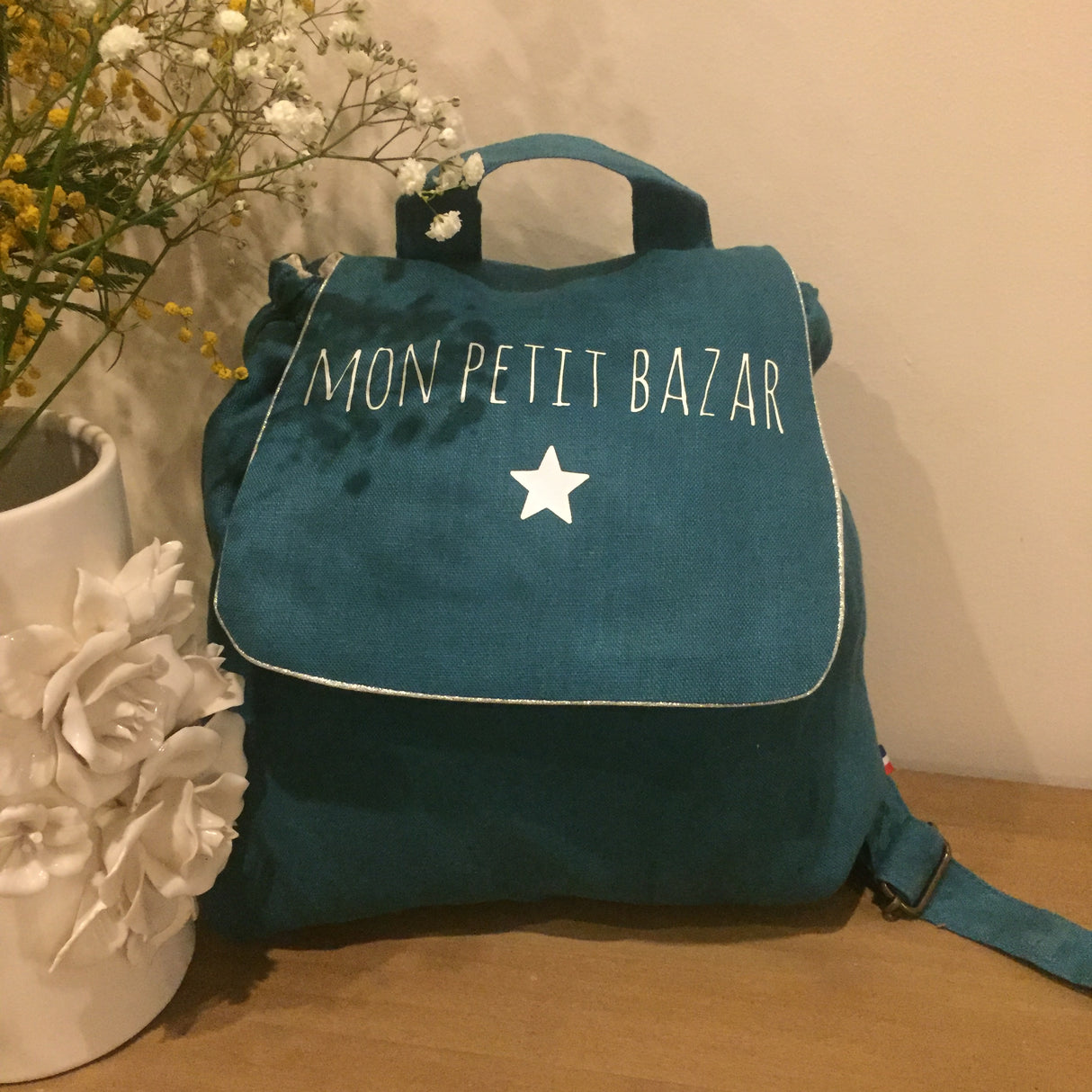 Sac à dos "mon petit bazar" bleu canard