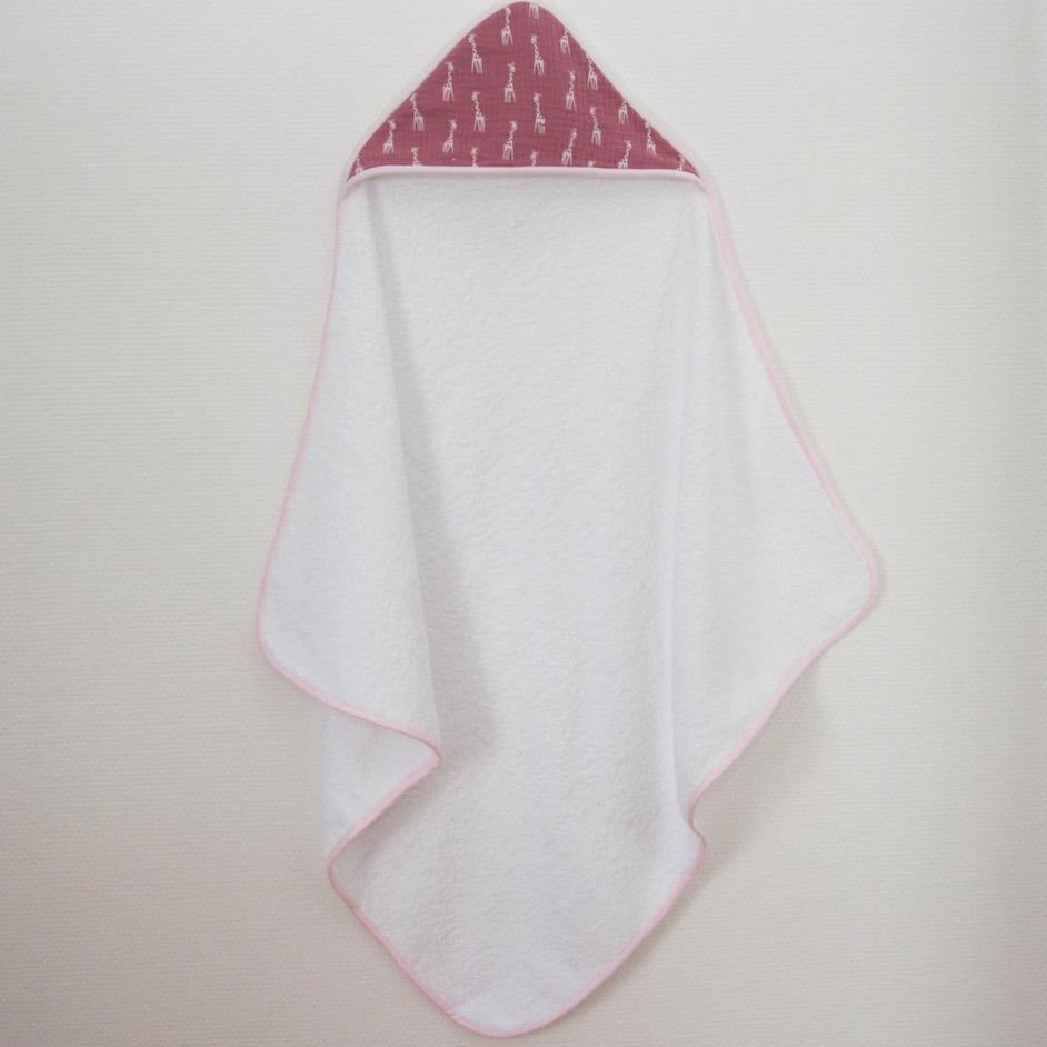 Cape de bain girafe rose pâle