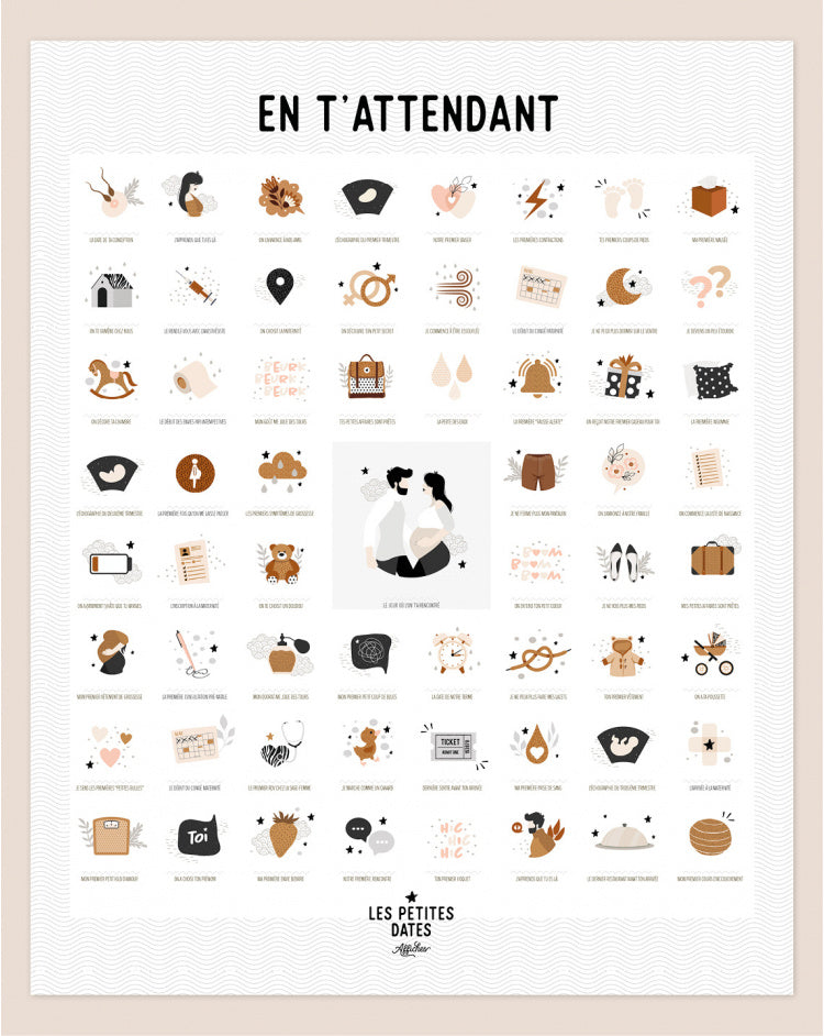Affiche à tamponner "en t'attendant" - Les petites dates