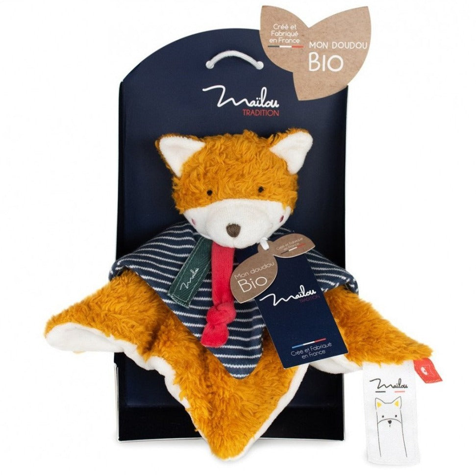 doudou plat renard bio made in France
