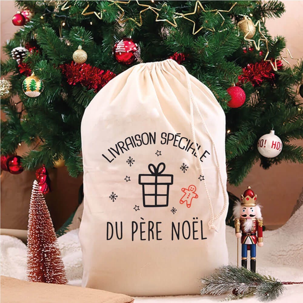Hotte de noël "Livraison spéciale" coton