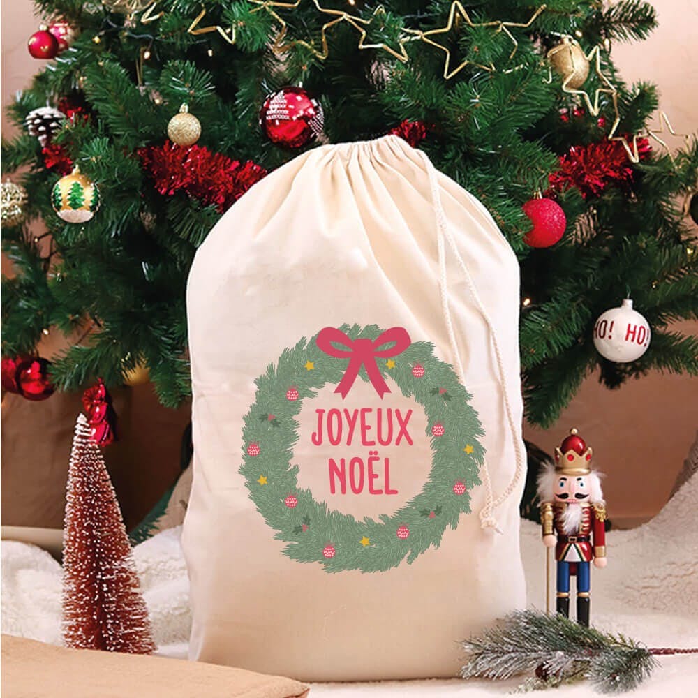Hotte de noël "Joyeux noel" coton