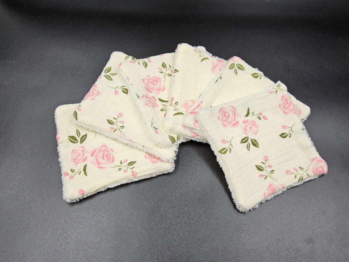 Lot de lingettes lavables belle rose