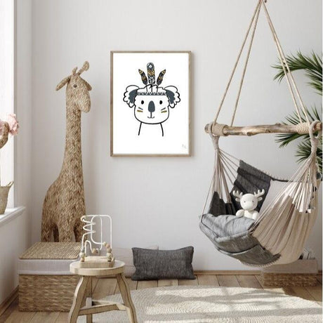 Affiche chambre bébé Boho Nicolas la Koala A4