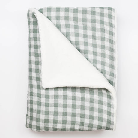Couverture hiver vichy vert de gris