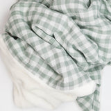 Couverture hiver vichy vert de gris