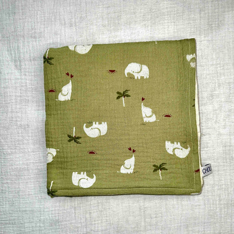 Couverture été éléphant vert