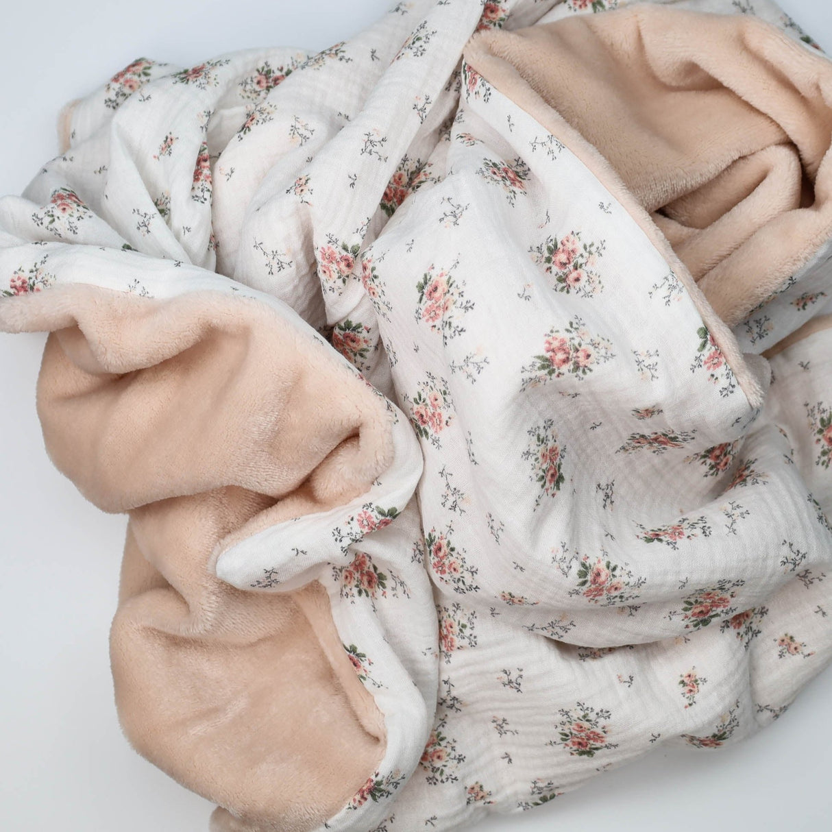 Couverture hiver bouquet romantique - rose
