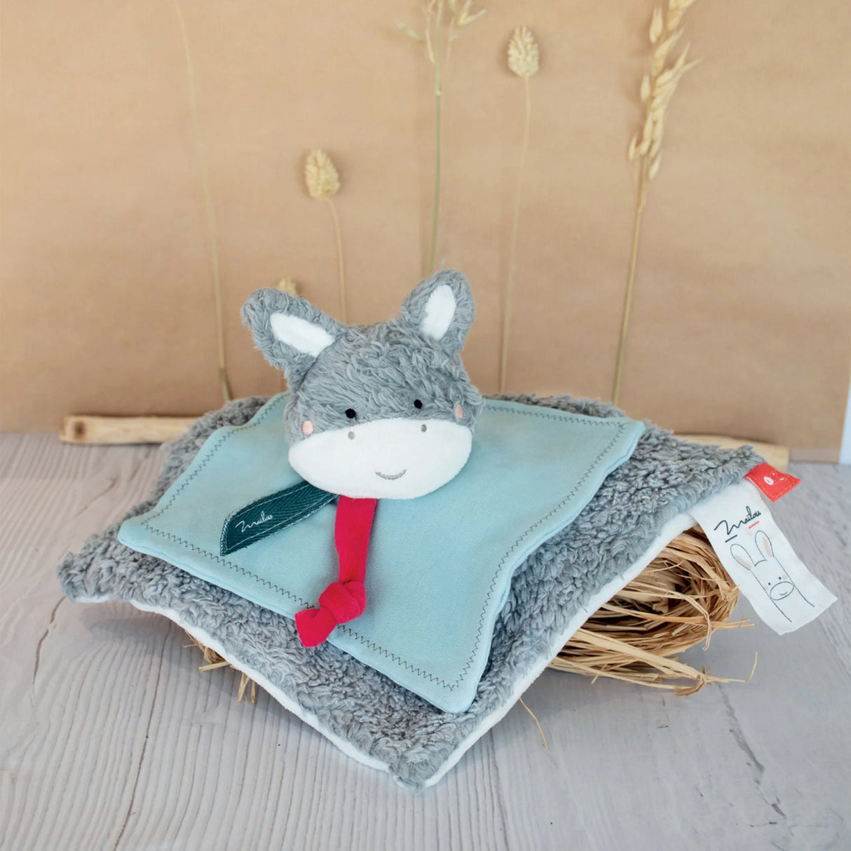 Doudou plat Ane en coton BIO