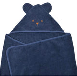 Grande cape de bain oreilles ourson bleu en coton bio