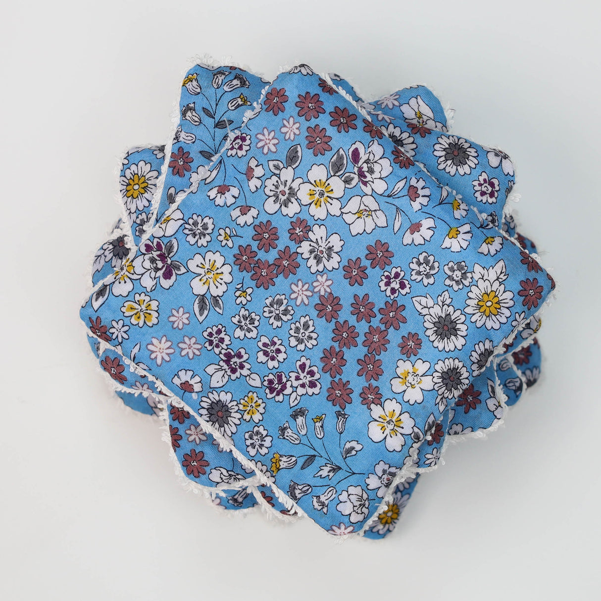 Lingettes lavables azur fleurs blanches