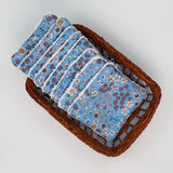 Lingettes lavables azur fleurs blanches