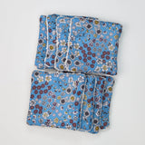 Lingettes lavables azur fleurs blanches