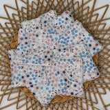 Lingettes lavables fleurs blanches et bleues