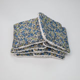 Lingettes lavables fleurs bleu et beige