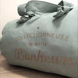 Sac Polochon "Collectionneuse de petits bonheurs" Céladon