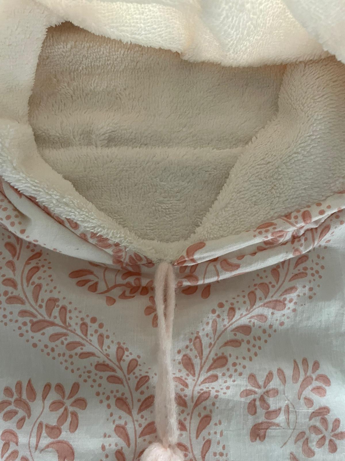 Poncho de bain bohème rose et blanc 2-3 ans