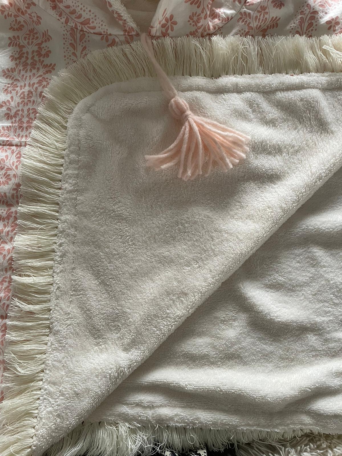 Poncho de bain bohème rose et blanc 2-3 ans