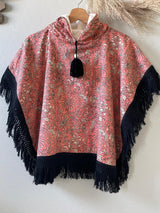 Poncho de bain bohème rose et noir 2-3 ans