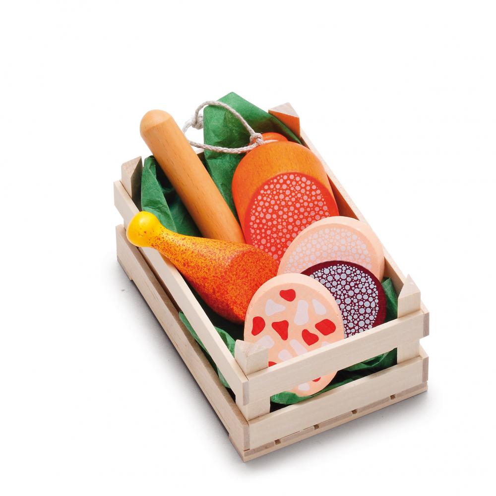 Petit assortiment viande et charcuterie en bois pour dinette