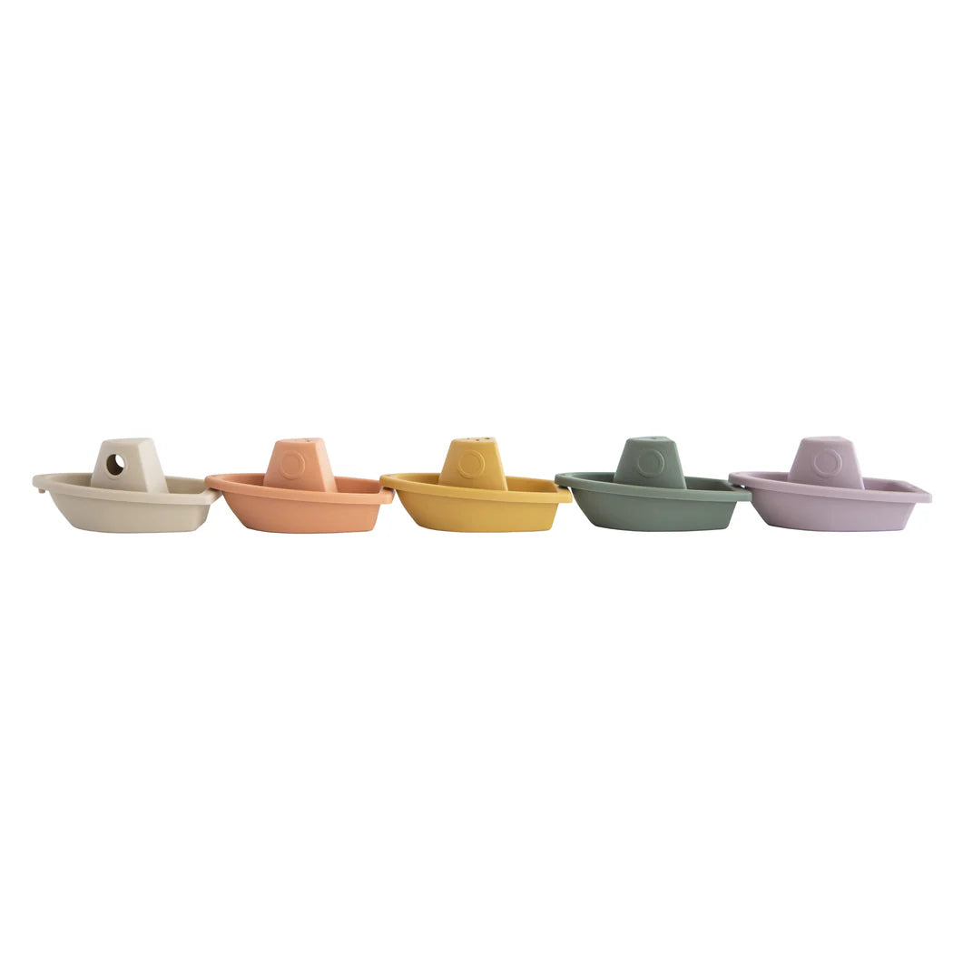 Lots de 5 bateaux couleur rustique - Mushie