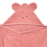 Grande cape de bain oreilles ourson bois de rose en coton bio