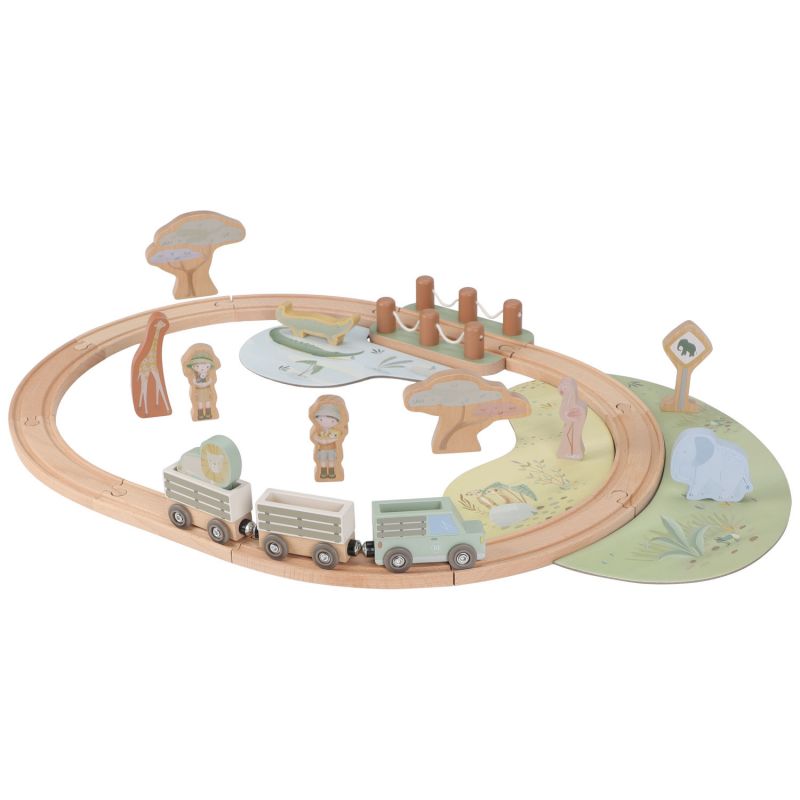 Circuit de train en bois Safari Friends