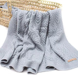 Couverture bébé tricot coton feuille gris