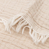 Grande couverture gaze de coton Fringe Stripe Biscuit Ivory 120x120cm